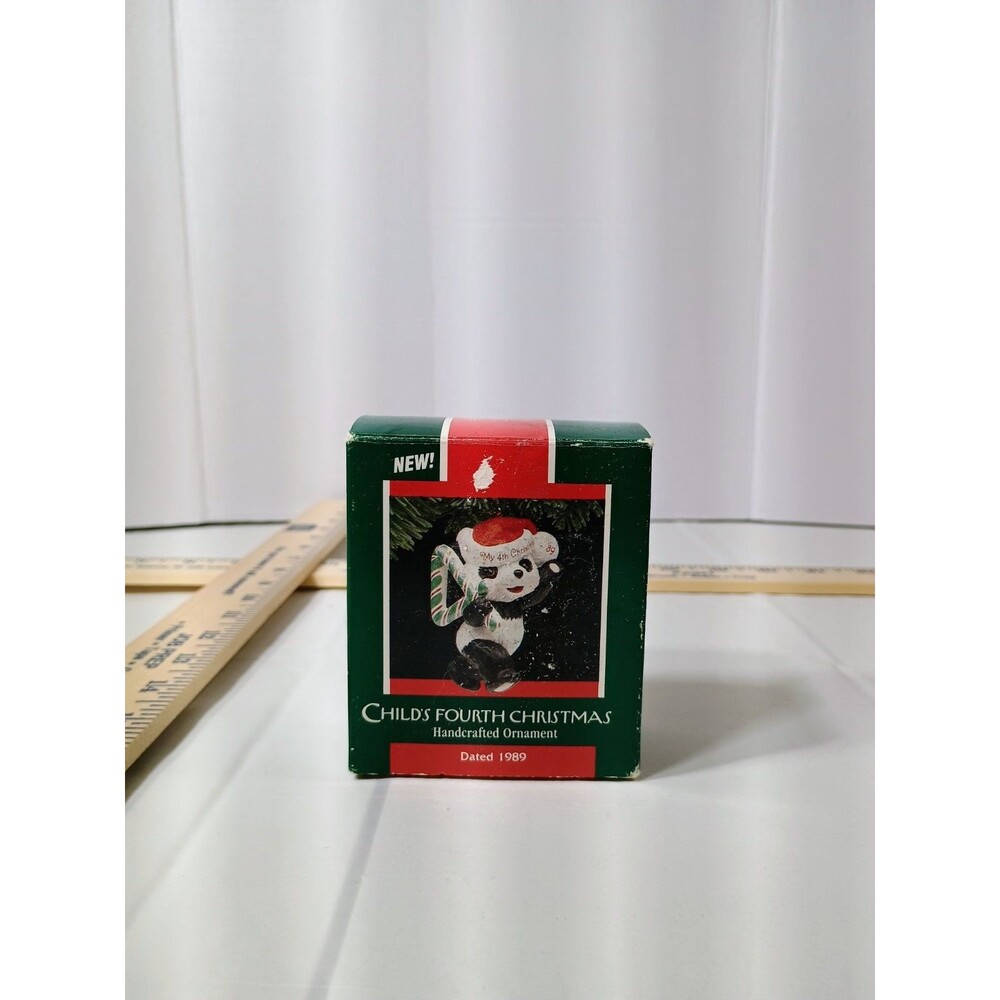 Vintage Hallmark Keepsake 1990 Child's Fourth Christmas panda baby 4th NIB Mint